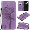 Zicgxin Cover per Huawei Y6 2019, Cover Honor 8A a Libro, Custodia Portafogli con Portacarte e Supporto (Gatto-Viola, Huawei Y6 2019/Honor 8A)