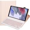 Bueuwe Custodia con Tastiera per Samsung Galaxy Tab A7 Lite 8.7 2021 (SM-T220/T227U) con Supporto S Pen, Custodia in Pelle Folio con 3 Angoli di Visualizzazione + Tastiera Wireless Staccabile,Rosa