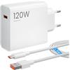 JiCghemg 120W USB C Charger for Xiaomi 15 15 Ultra 14 14T 13 12 13T 12T 12S pro 12S Ultra 13T Pro Caricabatterie rapido Turbo Charge for Redmi Note K70 K60 K50 Black Shark 3 4 5 Poco X5 con 1.5m 6A Cavo USB-C