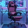 SONGMICS Sedia da Gaming, Sedia Ergonomica da Ufficio, Reclinabile a 135°, con Poggiapiedi e Supporto Lombare, 70 x 70 x (120-130) cm, Nero Inchiostro e Grigio Tortora, OBG091BH01