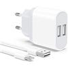 Nisiyama Caricatore for iPhone, Caricabatterie con 2M Cavo per iPhone 8 7 6 6S X XS 11 12 13 14 Pro Max Plus, iPad, 2-Pack Carica Batteria 2.1A 5V USB Presa Spina Alimentatore Charger Caricabatteria Nisiyama