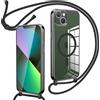 Oelrstfe Cover Trasparente con Cordino per iPhone 13 con Magnetico,Custodia Sottile Morbido Silicone con Laccio Collana Tracolla Regolabile Antiurto Case con Collana per iPhone 13（Nero）