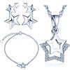 Yumilok, parure di gioielli formata da collana con ciondolo a forma di stella, in argento Sterling 925 e zirconia, bracciale con charm, orecchini con perno, per donne e ragazze