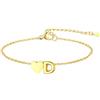 GoldChic Cuore Bracciale Donna, Oro/Argento Braccialetto Donna in Acciaio Inox, Bracciali Alfabeto Lettera A-Z 16cm+5cm