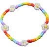 QINC Grazioso braccialetto con perline a forma di margherita, da donna, alla moda, bohémien, colorato, con charm elasticizzato, regalo per feste