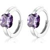 EVER FAITH Orecchini a cerchio in argento Sterling 925, taglio principessa, ametista, viola, con zirconi, Argento sterling Zirconia cubica, cubica