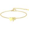 GoldChic Cuore Bracciale Donna Oro Braccialetto Donna in Acciaio Inox, Bracciali Alfabeto Lettera P 16cm ideali per Natale, compleanni, la Festa della Mamma e San Valentino