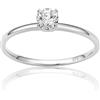 OROVI Anello Donna Oro Bianco 9KT 375, Anello Solitario con Zircone Ct 0,45, Anello Fidanzamento Elegante in Oro Vero, Gioielli Donna Fatti a Mano, Scatola Portagioie Regalo
