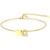 GoldChic Cuore Bracciale Donna Oro Braccialetto Donna in Acciaio Inox, Bracciali Alfabeto Lettera G 16cm ideali per Natale, compleanni, la Festa della Mamma e San Valentino