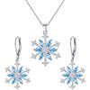 EVER FAITH Fiocco di neve Jewerly Set Argento Inverno Accessorio Lucente Blu cielo Zircone Fiore Collana Leverback Orecchini