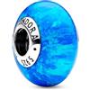 PANDORA Orecchini a bottone Moments con cuore in argento Sterling con opale verde blu creato in laboratorio