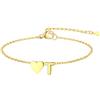 GoldChic Cuore Bracciale Donna Oro Braccialetto Donna in Acciaio Inox, Bracciali Alfabeto Lettera T 16cm ideali per Natale, compleanni, la Festa della Mamma e San Valentino