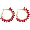 MAJALE _ Orecchini a cerchio da donna con strass color corallo e rosso, in acciaio inox ipoallergenico, resistenti all'acqua, orecchini estivi eleganti e affascinanti, 20 mm, Acciaio inossidabile