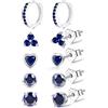 JETBON Set di orecchini a perno da donna in argento Sterling 925, ipoallergenici, con zirconia cubica, 5 paia di orecchini a cerchio in argento di diverse dimensioni, per piercing multipli, regali per lei