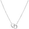 Kritz Collana Donna Due Cuori Intrecciati in Acciaio Inossidabile 316L, Ciondolo Doppio Cuore Placcato Oro Argento Rosa, Catena Regolabile, Regalo Ragazza (Argento)