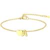 GoldChic Cuore Bracciale Donna Oro Braccialetto Donna in Acciaio Inox, Bracciali Alfabeto Lettera A 16cm ideali per Natale, compleanni, la Festa della Mamma e San Valentino