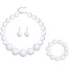 Clearine Collana di perle bianche chunky, set di gioielli alla moda per donna, catena di perle chunky, collane, braccialetti, orecchini per Halloween, cosplay, festa, ballo, Resina