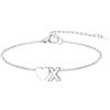 GoldChic Cuore Bracciale Donna, Oro/Argento Braccialetto Donna in Acciaio Inox, Bracciali Alfabeto Lettera A-Z 16cm+5cm