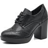 IF Fashion Scarpe da Donna Stringate Francesine Ricamo Tacco Grosso Pelle Sintetica MP354-4 Nero N.40