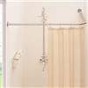 Mirooyu Asta Doccia Angolare a L, Regolabile [60-132 cm] x [60-132 cm], Robusta e Regolabile 90° per Bagno, Vasca ed Esterno con 12 Ganci e Supporto a Soffitto