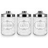 KORAT - Set 3 Barattoli Cucina in Vetro Decorato 800 cc con Coperchio in Metallo - Contenitori per Zucchero Caffè Sale, Design Vintage Elegante, Ermetici, Porta Alimenti per Cucina
