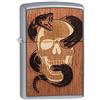 Zippo Zppo Woodchuck USA - Accendino tascabile con teschio e serpente, colore: Cromato Street Skull & Snake, taglia unica
