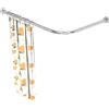 Misounda Asta Tenda Doccia Angolare a L 70-100 x 110-170cm, Bastone Doccia Telescopico in Acciaio Inox 304 Senza Foratura, Binario Regolabile per Vasca e Bagno, con 18 Ganci a Rullo, Argento