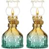 SUNOYA 2 Pezzi Lampada a Cherosene Interni, Lampada a Petrolio Vintage, Lampada ad Olio in Vetro Colori Sfumati, Classich Retrò Lampada a Olio, Lampada Decorazione per Emergenza, Giardino, Sala da Pranzo