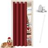 JCyh Tenda Porta Esterna con Bastone, Tenda per Porta con Chiusura Magnetica per Proteggere la Privacy, 1 Pezzo 132x200cm Tenda Termica per Porta, Rosso Natale