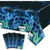 APUXXJUPA 4 tovaglie per videogiochi, decorazioni blu Game On, per bambini, giochi notturni, accessori per feste di compleanno, decorazioni per videogiochi, 130 x 220 cm