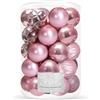 SPRINGOS, balocchi per albero di Natale in plastica, 30 pezzi, diametro 8 cm, in rosa, decorazione per Natale, feste, matrimoni