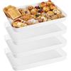 LiYiJiKeJi 4 Pz Vassoio da Portata, Vassoi per Alimenti, Piatto da Portata, Vassoio Rettangolare in Plastica Bianca per piatti da cucina, colazione, snack e caffè (38 x 26,5 x 4 cm)