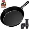 OVERMONT Pentola in ghisa pre-stagionata (24,5 cm) / Padelle/Forno Safe Pentole per Stufa/Barbecue/Cottura falò/Taglia L/Nero