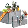 achilles Cestino In Feltro, Shopper In Feltro, Borsa per la Spesa In Feltro, Cestino per conservare Legna da Ardere, Pieghevole (Grigio/Turchese)(40x25x23 cm)
