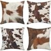 Sanwarm, set di 4 federe decorative per cuscini da casa, con motivo mucca retrò, fattoria, mimetica, per divano, poltrona, cuscini per esterni, 45 x 45 cm