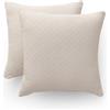 GAMUSI Set 2 federe per cuscino in tinta unita cotone jacquard rombo 45 x 45 - federe decorative copriletto divano con cerniera cotone traspirante e morbido, colore ecru
