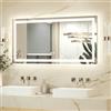 Keonjinn Specchio da bagno 120 x 60 cm con luci a LED, specchio da bagno antinebbia posteriore e frontale illuminato a 3 colori, dimmerabile, specchio rettangolare da parete