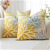 Artscope 2 Pezzi Dalia Floreale Giallo Blu Federe Cuscini Geometrico 50x50cm, Primavera Cuscino Boemia Fiori Decorativo in Lino per la Decorazione Domestica Soggiorno Camera da Letto Divano