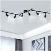 wowatt Lampadario 6 Faretti LED Nero Lampadina Gu10 Bianca Fredda 6000K 5W