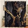 Xiaoterna Tenda da doccia in marmo Tenda da bagno astratta in marmo nero oro Polvere d'oro scintillante moderno lusso marmo tenda da doccia Tessuto impermeabile lavabile in lavatrice 120x200cm