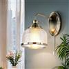 Licht-Erlebnisse Applique con interruttore in ottone antico vetro trasparente metallo art nouveau H: 24,5 cm E27 lampada da parete cucina bagno lampada da parete