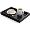 POPAPIE Vassoio Legno Nero,Vassoiò da Portata in Légno,Vassoio in Legnò Da Cucina,Grande Vassòio in Legno per Caffe Gioielli Candele Cosmetici Cucina Soggiorno o Decorazione (30x20x2cm)