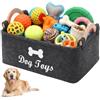 Brunexis Cestino portagiochi per cani in feltro con manico in legno, pieghevole 38x25x18cm - ampio contenitore per accessori, coperte, snack, giocattoli, salvaspazio e trasporto facile