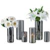 Hewory Vaso Vetro Cilindrico Vaso Fiori: Hewory 6 Vasi Vetro per Candele Galleggianti, Nero Vasi Decorativi Interno Moderni Grigio per Pampas Centrotavola Soggiorno, 10/15/20