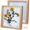 Houstimi Cornice portafoto 3D in legno di teak, quadrata, 20 x 20 cm, confezione da 2 pezzi, realizzata in legno massiccio e vero vetro, profondità 1,5 cm