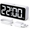 CHEREEKI Sveglia Digitale da Comodino a Corrente con Display LED Grande, Doppia Sveglia, Funzione Snooze, Luminosità e Volume Regolabili, Porta USB di Ricarica e Formato 12/24H