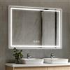 Simusi 80x100cm Specchio Bagno con Luce LED， Specchio da Parete Antideflagrante con Luminosità Regolabile，3 Colori Luce， IP44 impermeabile, vetro temperato, Orizzontale/Verticale