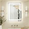 Keonjinn Specchio da bagno 50 x 70 cm con luci a LED, specchio da bagno antinebbia posteriore e frontale illuminato a 3 colori, dimmerabile, da parete, rettangolare