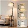 Thalyrnn Lampada da terra con 3 ripiani, 155 cm, 3 colori, interruttore a catenella | Arc moderna Lampada da terra con rotazione 350° e paralume inclinabile 120°, per soggiorno, camera da letto e ufficio