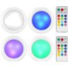 Texvora 4 luci wireless con telecomando intelligente, luci a spinta per aula e casa, luci d'atmosfera attivate al tocco, funzionamento a batteria AAA, 16 colori, 5 modalità, luminosità regolabile